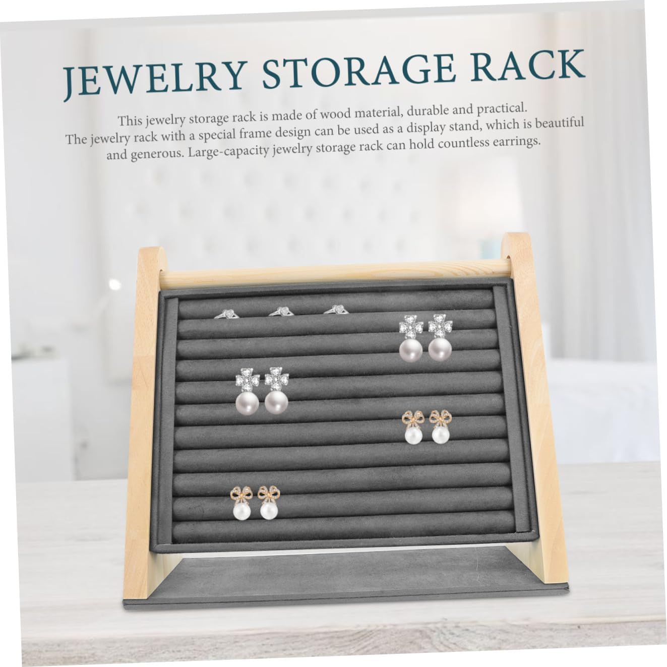 Stylish Wooden Jewelry Stand Ring Earring Display Rack Wedding for Her