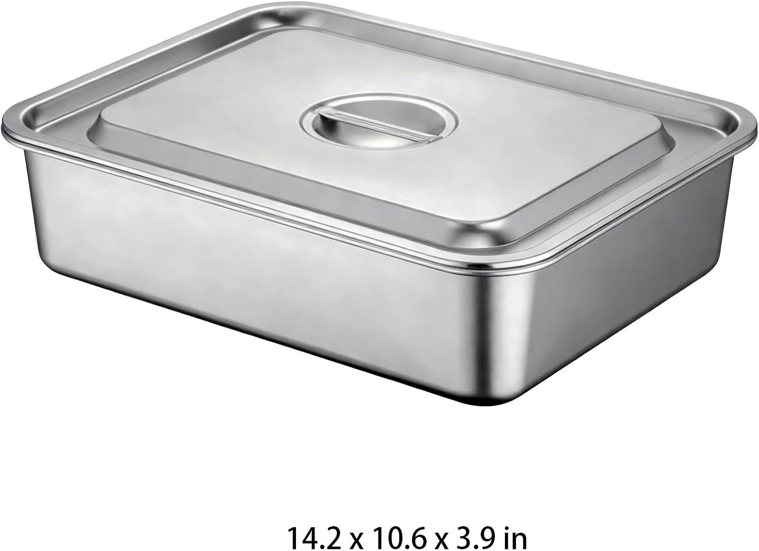 Lasagna Baking Pan 14.2 X 10.6 X 3.9 in with Lid, Stainless Steel Food Tray, Serving Tray
