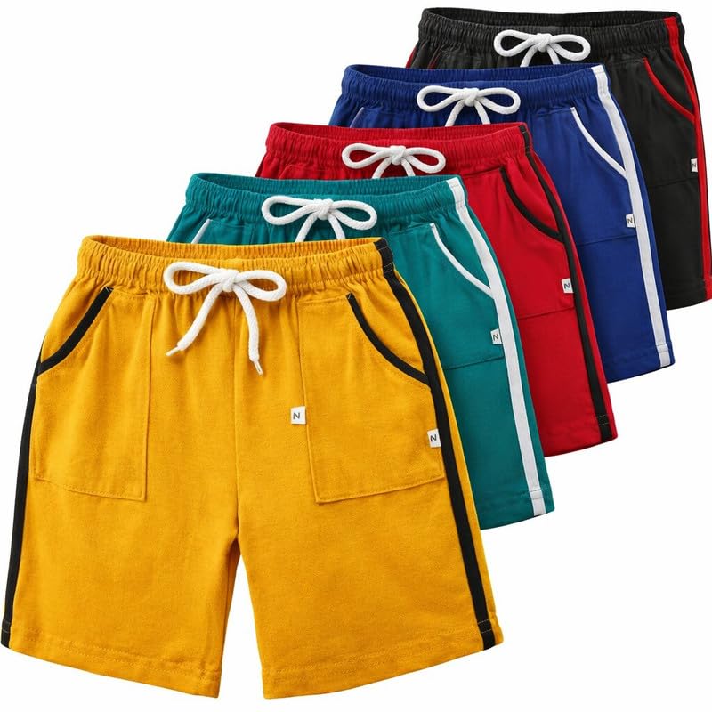 CHACKO Boys Cotton Printed Knee Length Shorts Pack of 5 | Regular Fit Soft Breathable Summer Shorts | Comfortable Casual H...