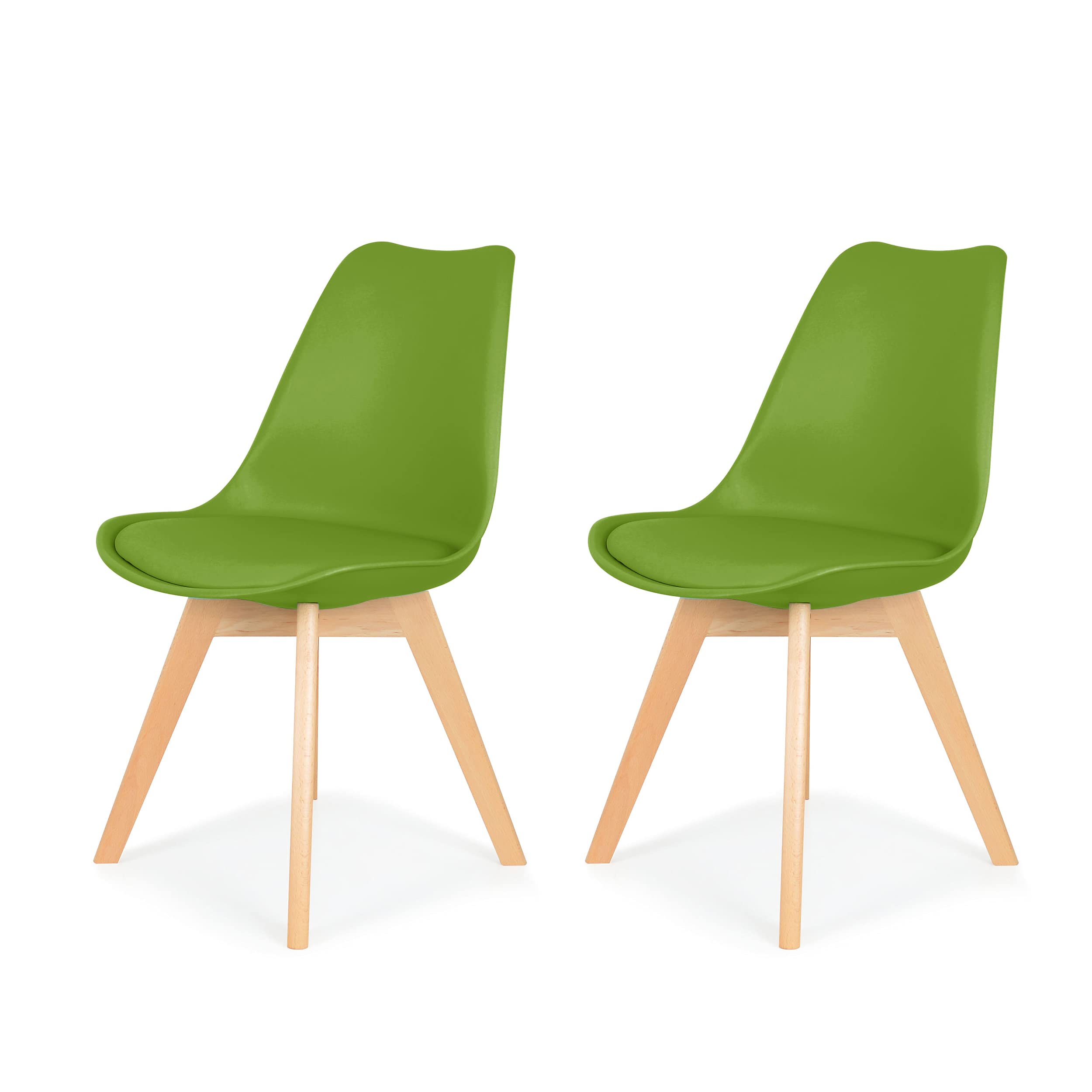 IHANA Dining Chair with Cushioned Pad Seat & Solid Beech Wood Legs for Mid Century Modern Dining Room Living Room Bedroom Kitchen & Lounge