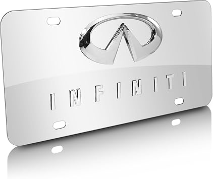 iPick Image for Infiniti Dual 3D Heavy Metal Chrome Logo on Chrome Stainless Steel License Plate