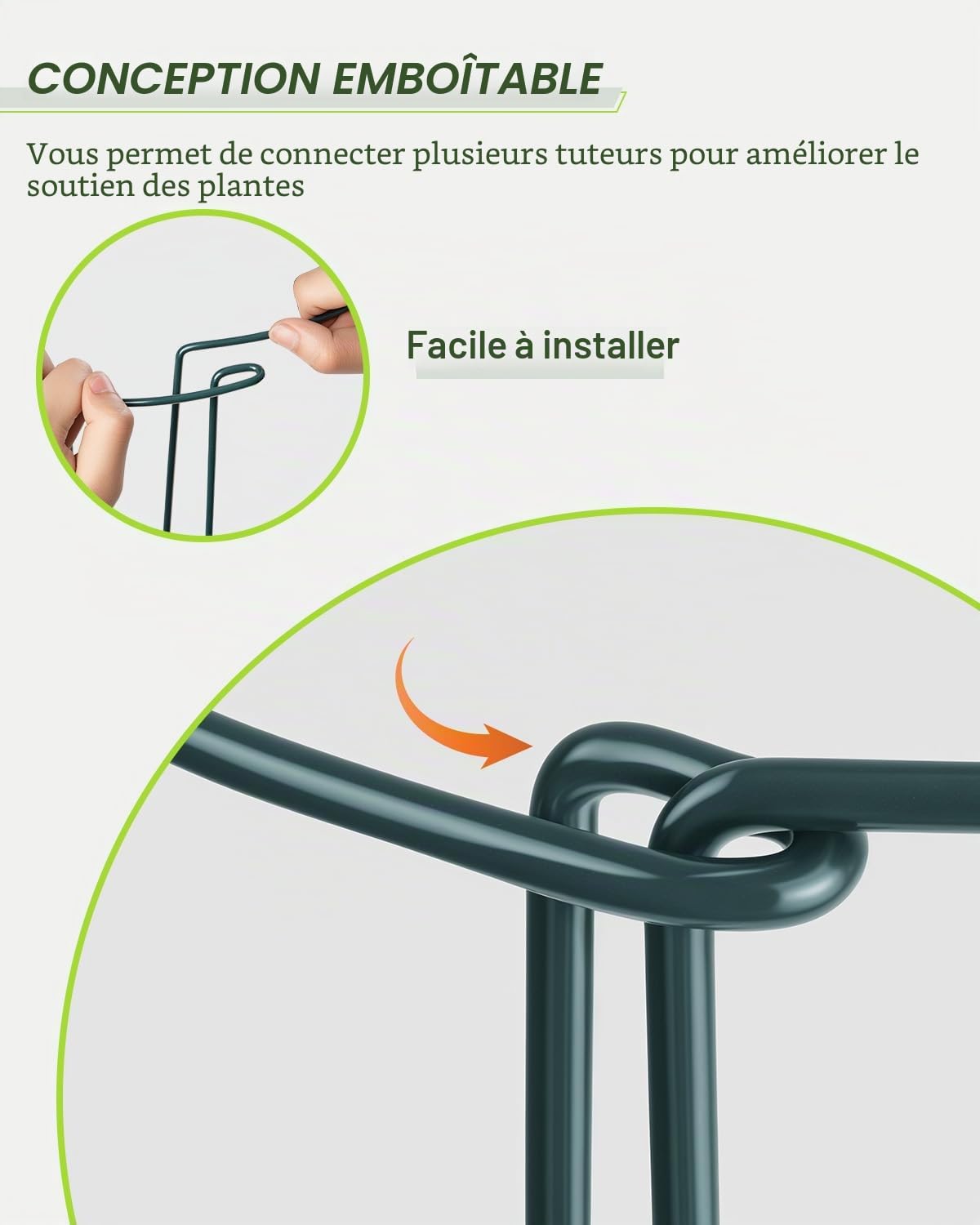 Supports de Plantes de Jardin 25x40cm, SproutMaven Lot de 10 Tuteurs pour Plantes de Jardin en Métal Demi-Rond, Cages à Anneaux de Support de Plantes pour Plantes D'extérieur et D'intérieur