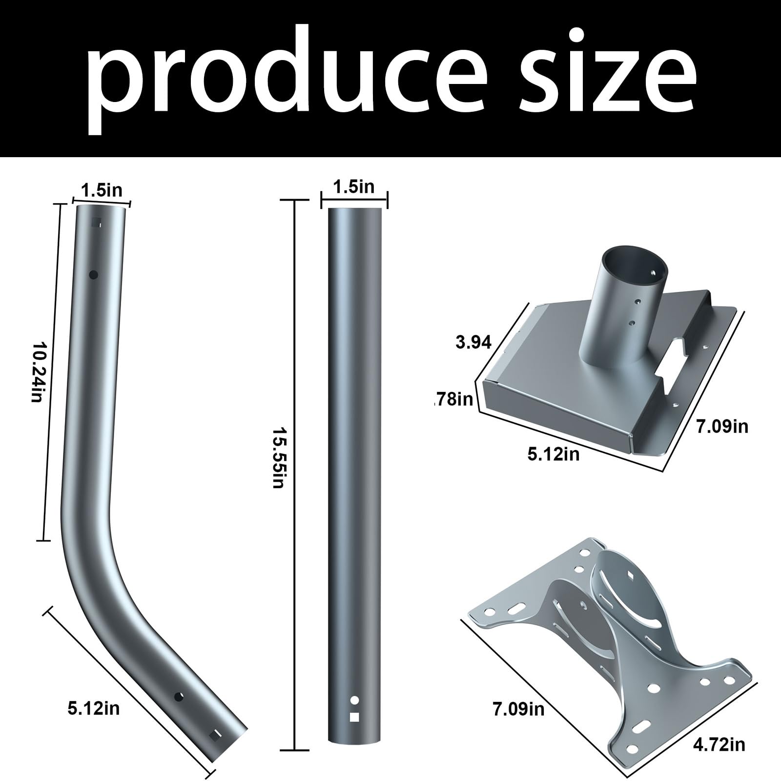 Support de toit réglable à 360 degrés pour montage de barre d'antenne standard avec adaptateur de tuyau, kit Internet, accessoires satellite, support de toit réglable