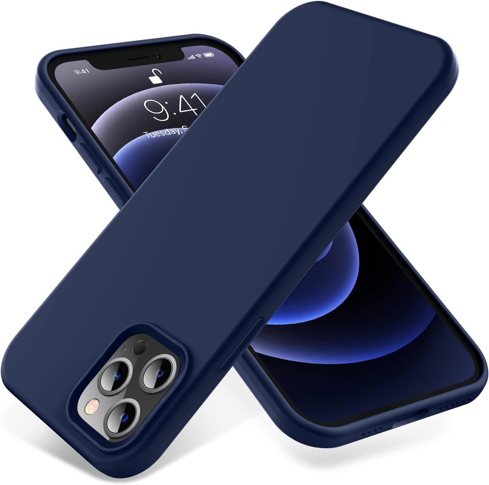 OTOFLY Compatible with iPhone 12 Pro Max Case 6.7 inch(2020),[Silky and Soft Touch Series] Premium Soft Liquid Silicone Rubber Full-Body Protective Bumper Case for iPhone 12 Pro Max (Navy Blue)