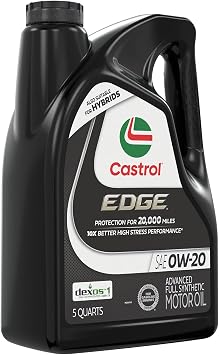 Castrol EDGE 0W-20 Advanced Full Synthetic Motor Oil, 5 Quarts