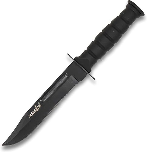 Survivor HK-1023DP Cuchillo de hoja fija de 7.5 pulgadas en total, negro