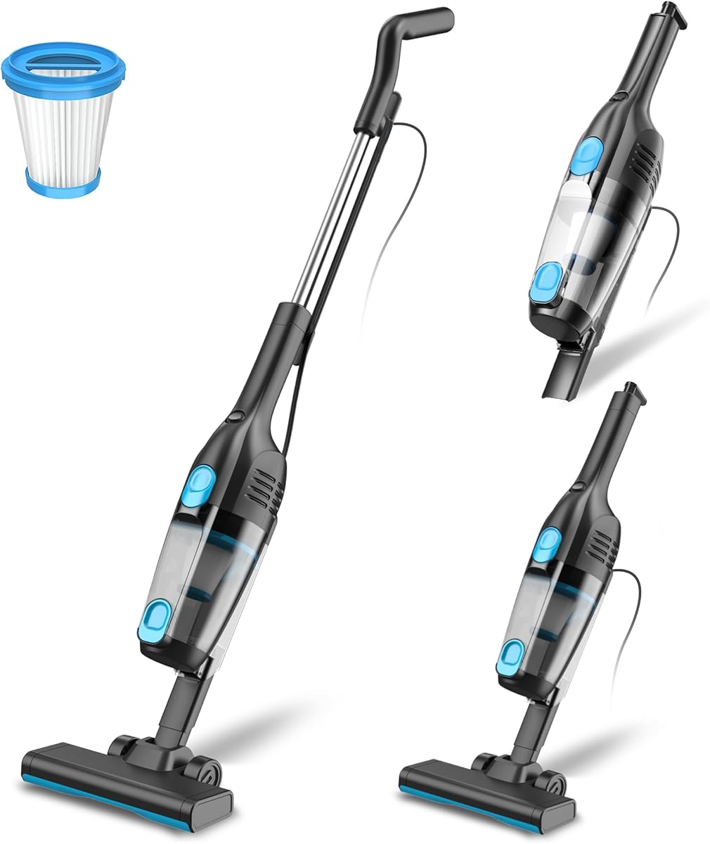 Amazon.com - Vazone Corded Stick Vacuum Cleaner, 20000pa Powerful Suction Stick Vacuum with 16Ft Cord, 2 in 1 Lightweight Vacuum Cleaner for Hard Floor Pet Hair - Blue
