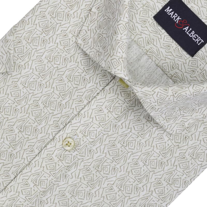 Image of Mark & Albert Men's Half Sleeve Cotton Linen Shirt Blue