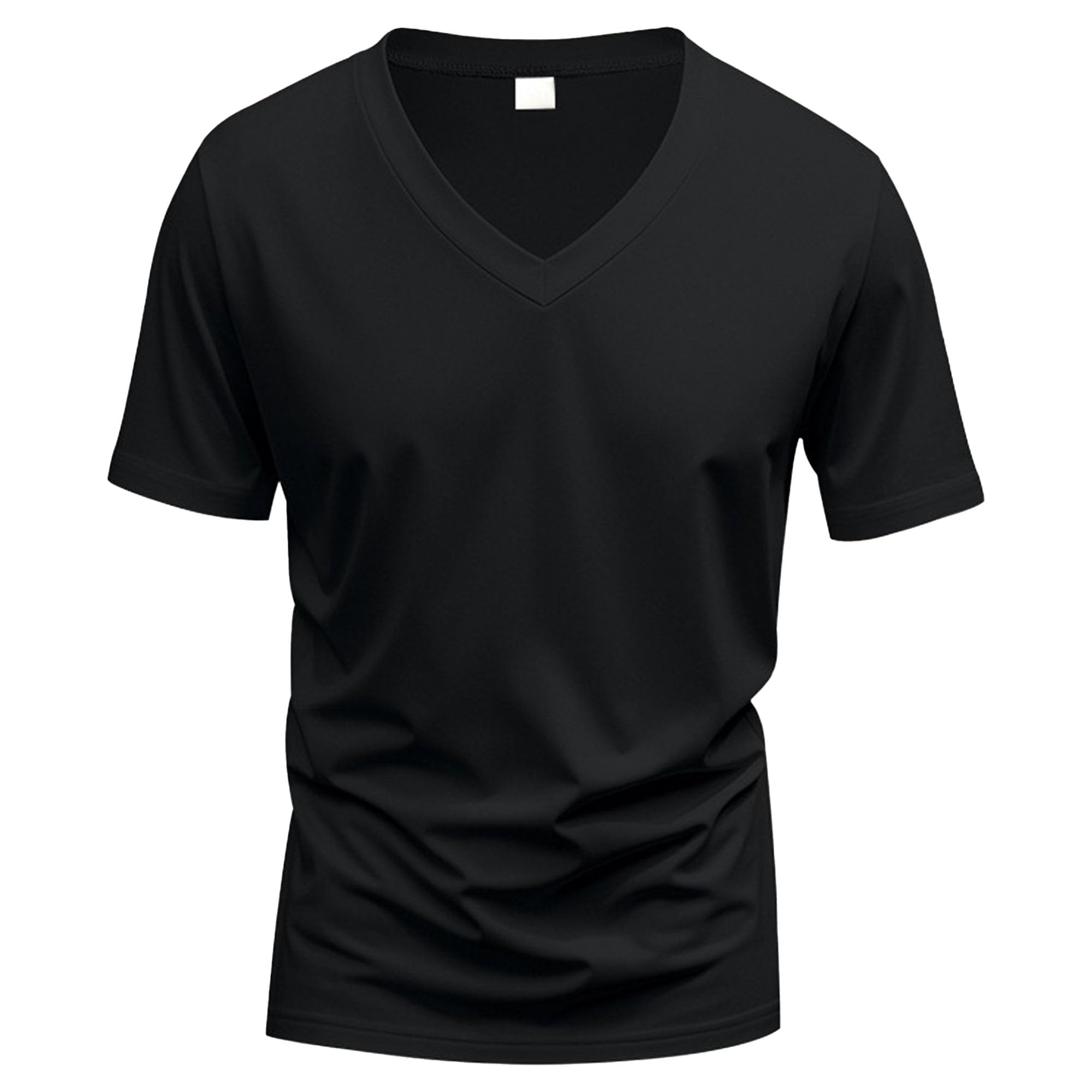 Men Trendy V-Neck Quick-Drying Shirt Breathable Casual Sports Pullover Top Summer Personality Short-Sleeved T-Shirt (Black,Small)