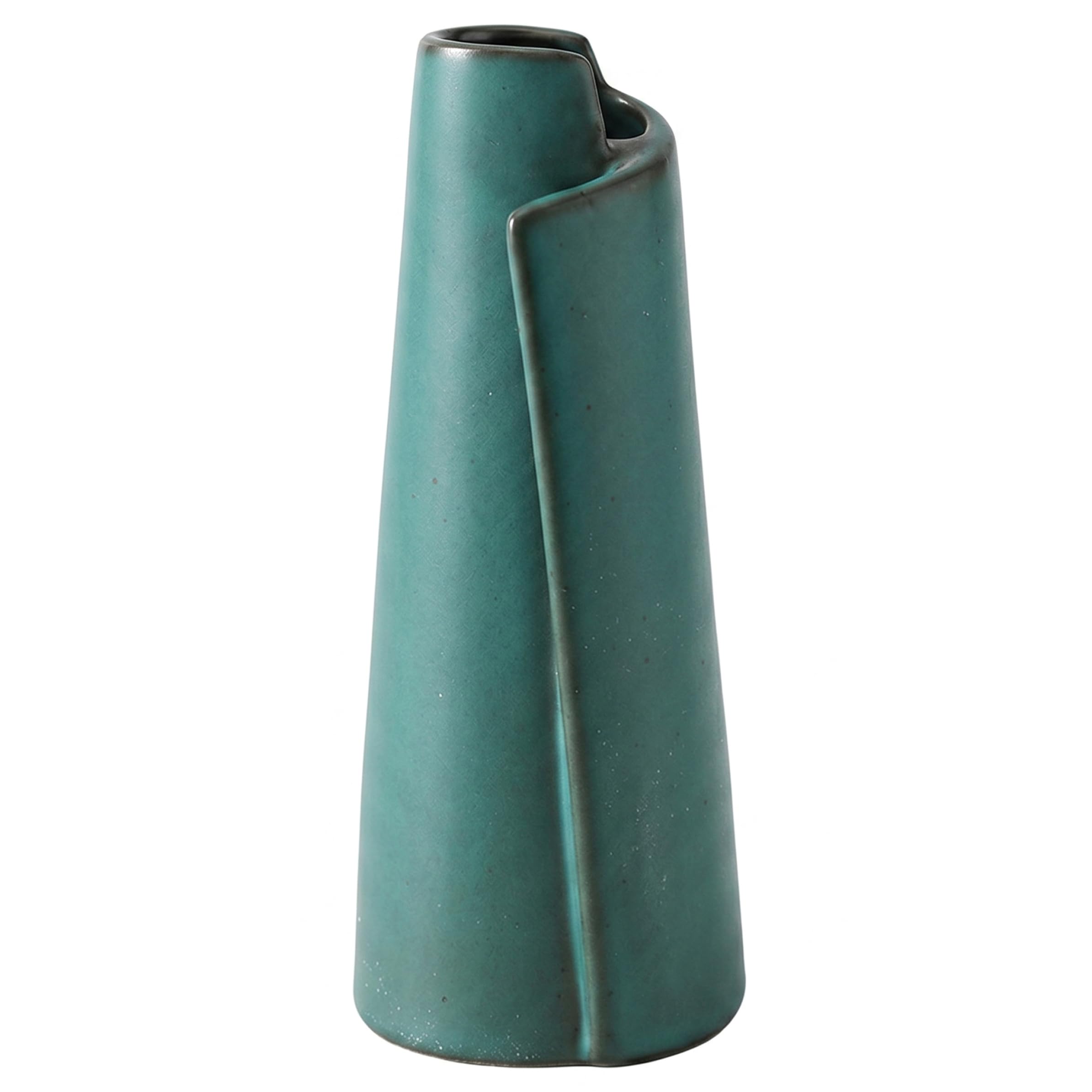 Ceramic Bud Vase - Handmade Retro Aesthetic Green Vase for Floral Arrangements & Home Decor, 6 Inch