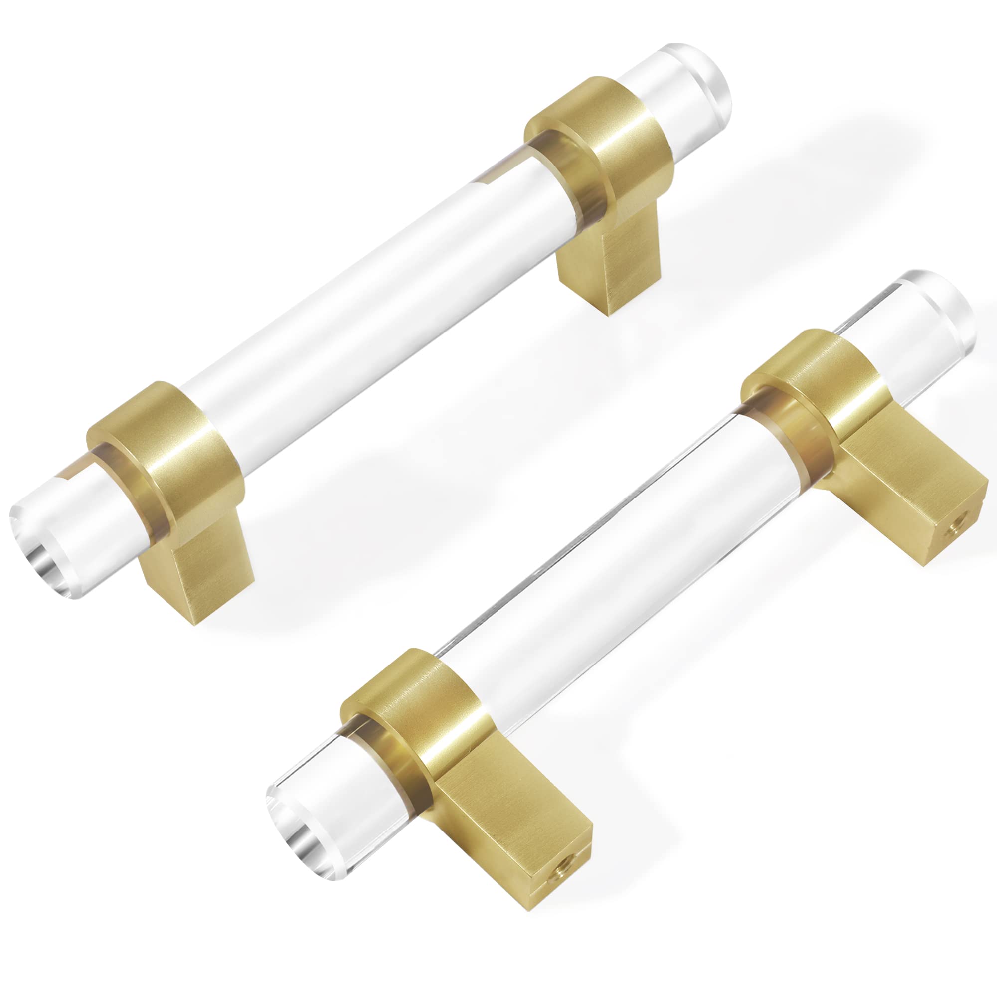 BonKuDoo Clear Glass Crystal Gold Drawer Pulls 3 Inch, Brushed Brass ... - Glass Cabinet Pulls