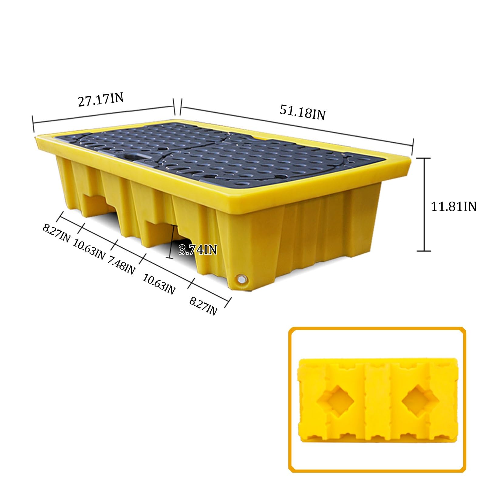 Plateforme modulaire anti-fuites/Plaques grillagées. Palette modulaire de rétention des déversements avec drain, plateau étanche pour le stockage industriel et de garage, solution durable de