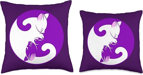 Miniatura 3 de Yin and Yang Designs Cojín de equilibrio de vida con símbolo de Yin Yang de gato, color morado, 16 x 16 pulgadas, multicolor