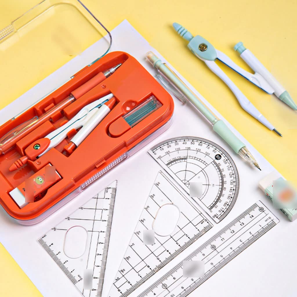 Set di matematica Set di goniometro Bussola da disegno Bussola Studente Set Righello dritto Strumento di disegno a triangolo Studente multifunzionale che impara a disegnare gli studenti utilizzando il