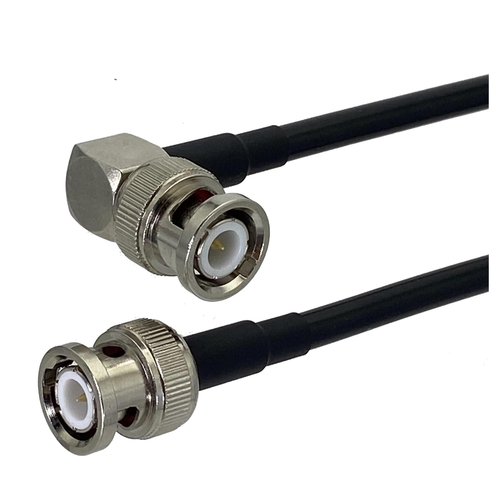 Cable coaxial RG58 BNC macho acodado de 5 metros, puente de radiofrecuencia BNC macho a BNC