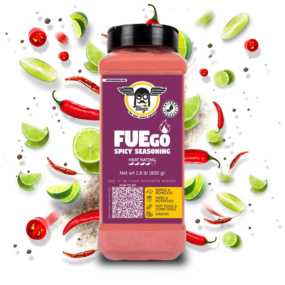Mr Wings Fuego Spicy Seasoning 800g. Incredible fuego powder for chips, ramen, fries, korean corn dogs, and much more! Tasty rub.