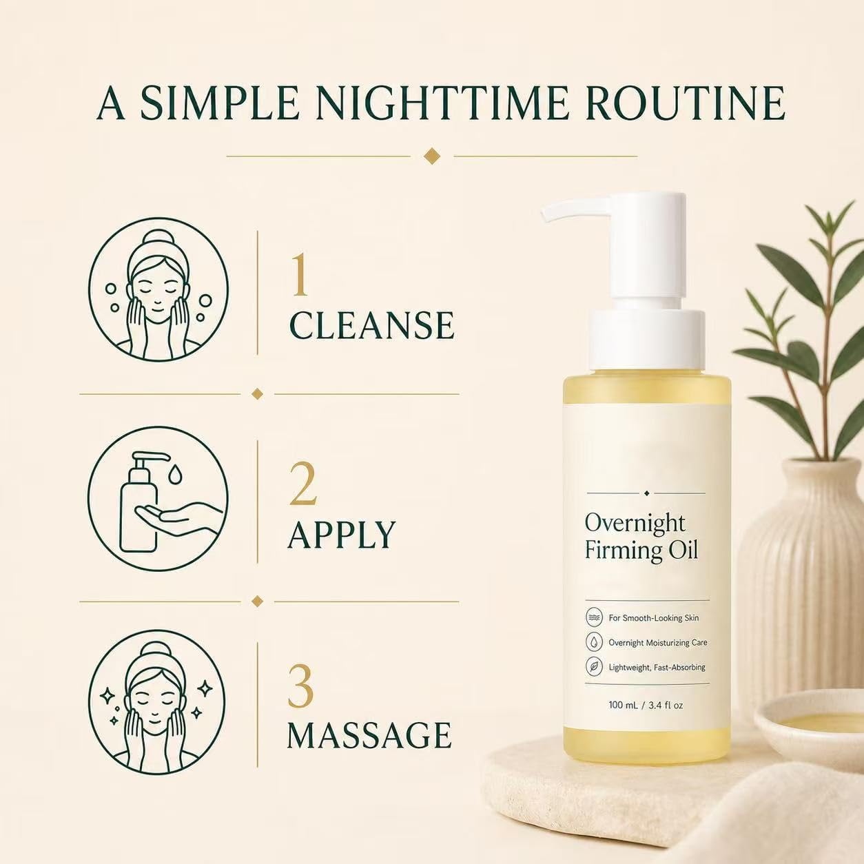 Aceite facial nocturno, cuidado nocturno ligero de la piel, aceite facial de rápida absorción