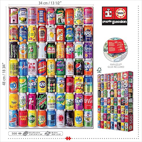 Educa - Puzzle 500 Teile für Erwachsene | Getränkedosen, 500 Teile Puzzle für Erwachsene und Kinder ab 11 Jahren, Limonade, Design… – Ansicht 3