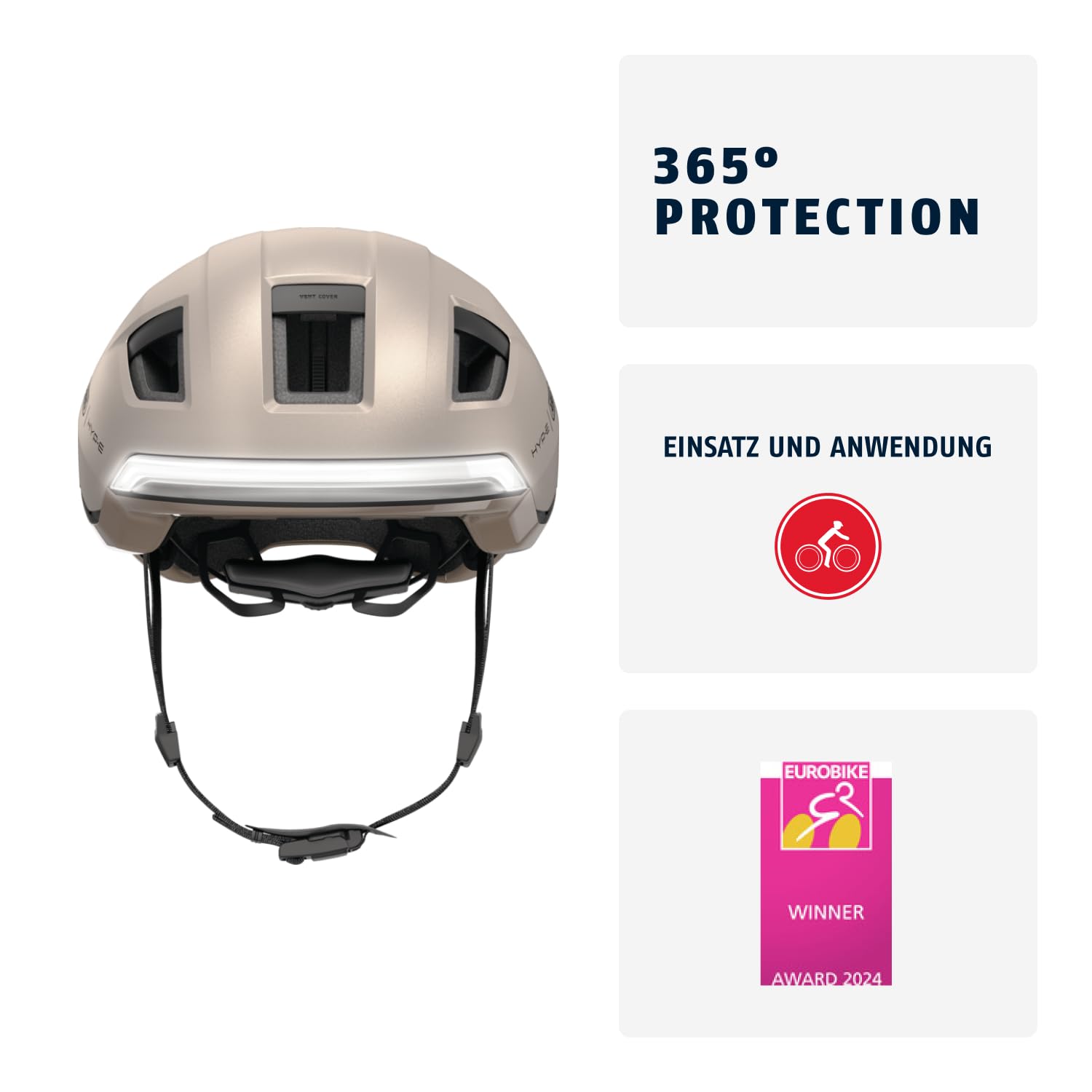 ABUS Fahrradhelm HYP-E - Helm mit Frontlicht, Rücklicht und Blinklicht - geeignet auch fürs Fahrradfahren auf E-Bike und S-Pedelec - für Jugendliche und Erwachsene