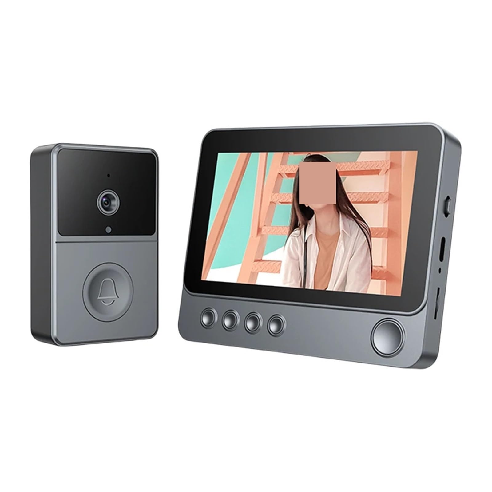 Interphone vidéo sans Fil 2,4 GHz, Sonnette de Surveillance vocale bidirectionnelle, Porte à Vision Nocturne, système d'interphone for Villa Grand Angle