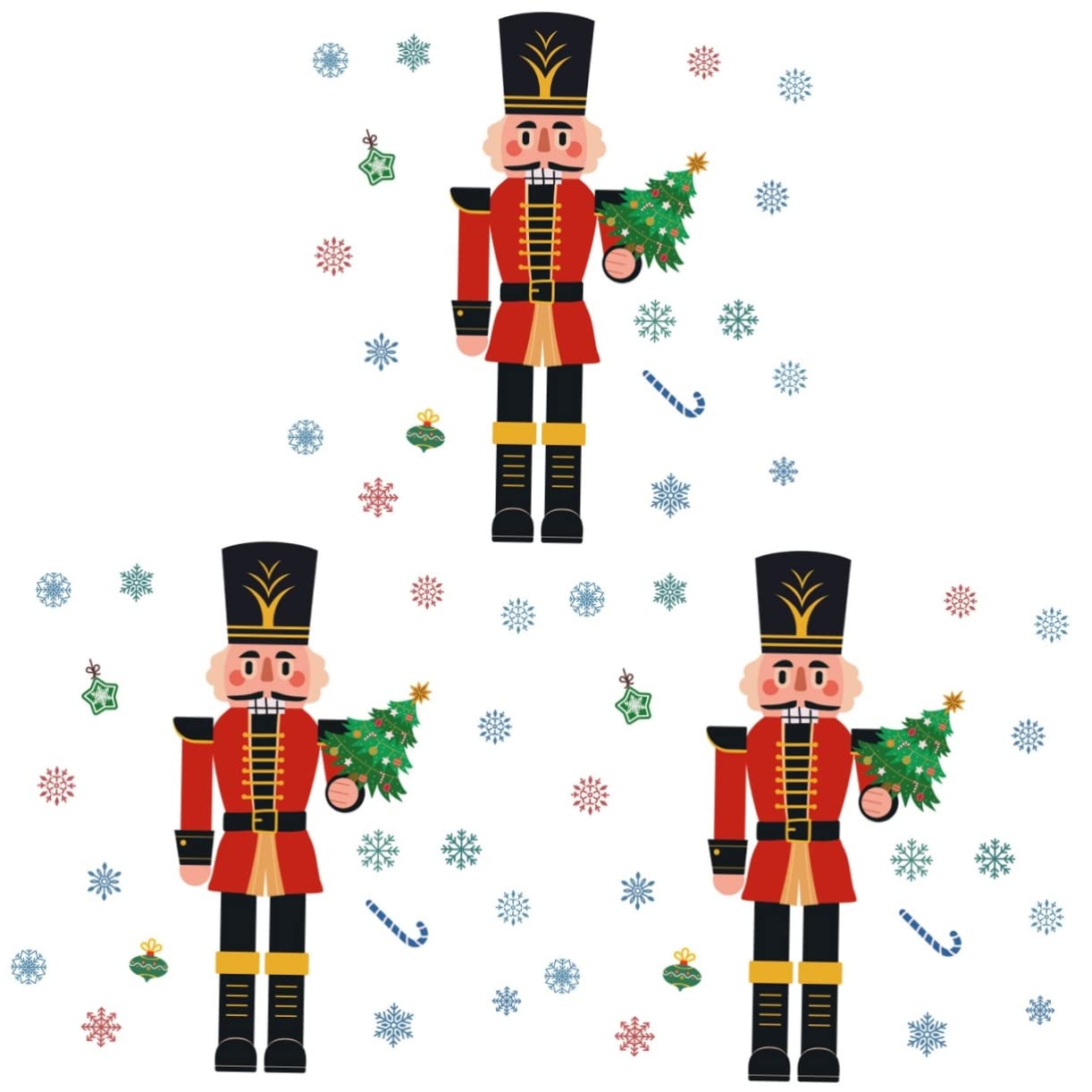 Cabilock 3 Pz Vetrofanie natalizie la finestra del fiocco di neve aggrappa adesivi murali schiaccianoci natalizi decorazioni natalizie economiche stickers natale bambini adesivi natalizi