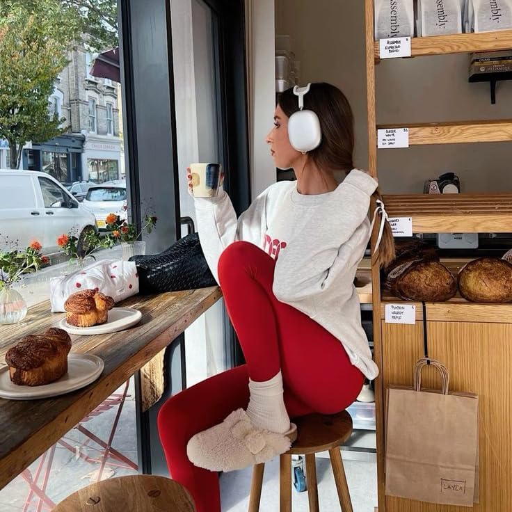 DHSO Warm Fleece Lined Leggings Women with Pockets- Thermal Winter High Waisted Yoga Pants Tummy Control Soft for Workout - Image 2