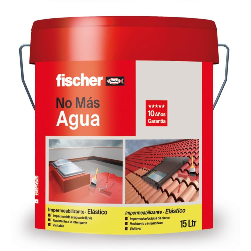 fischer 15 L, 548553, Neutro, Impermeabilizante Blanco SIN fibras, 20 Kg