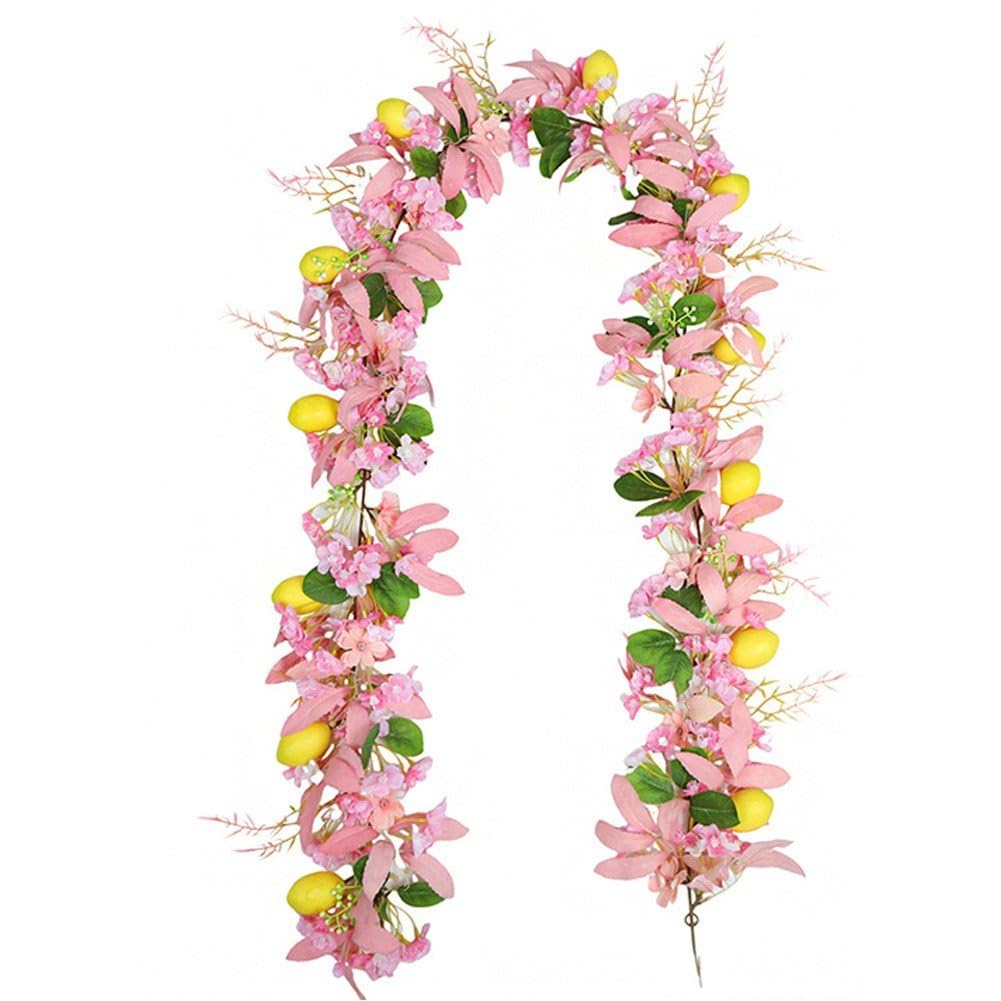 Guirlande de fleurs de cerisier artificielles et citrons aux finitions haut de gamme