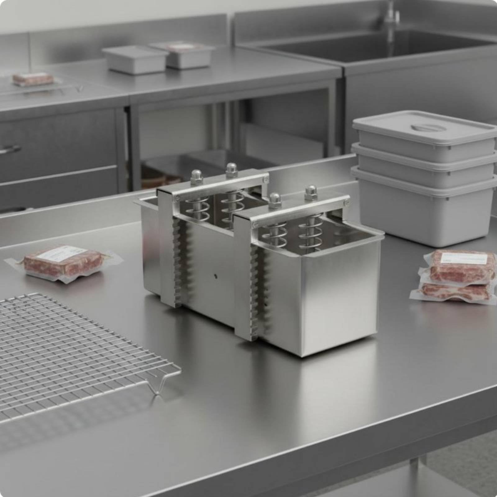 Stampo per Carne in Acciaio Inox Solido Pressa Regolabile Meccanica Utensile Cucina Multifunzione Tagli di Carne E Salumi Adatto a Cucine Domestiche, 2.5KG, Fixed Bottom
