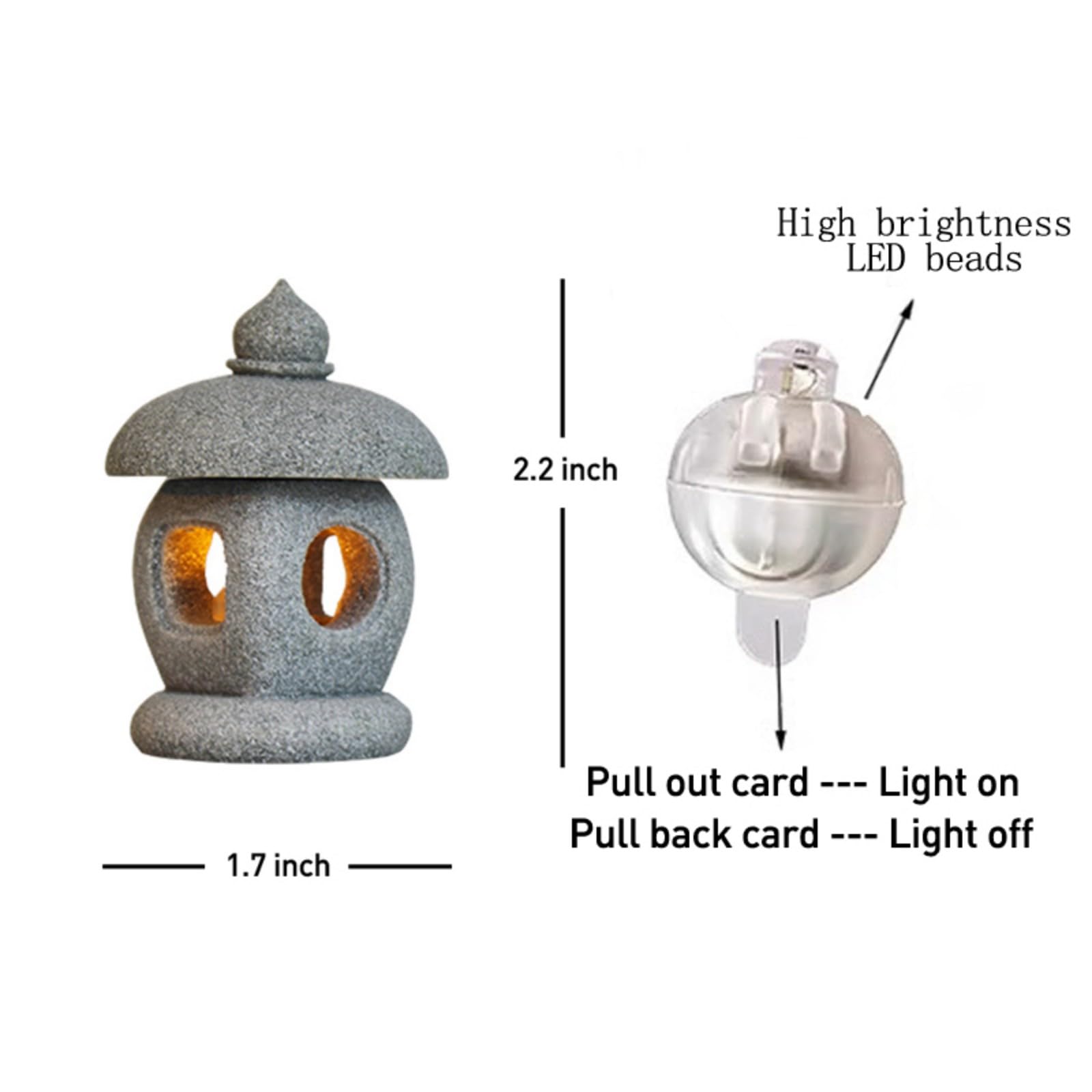 Japanese Pagoda LED Lamp Statue Figurine, LED Lantern Pagoda Statue Figurines for Home Table Decor - Style A