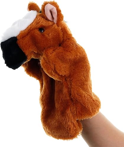 Miniatura 2 de Juguetes de peluche de caballo de mano para niños, animales de peluche suaves, títeres imaginativos de juego de simulación, narración de historias