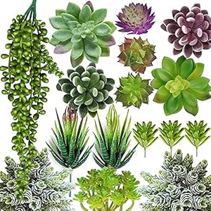 Anoak Artificial Succulent Plants – 16 Pcs Set Faux Succulents Unpotted Fake Succulent Plants, Premium Crafting DIY Floral Decor for Home Garden Office Party (High Realistic)