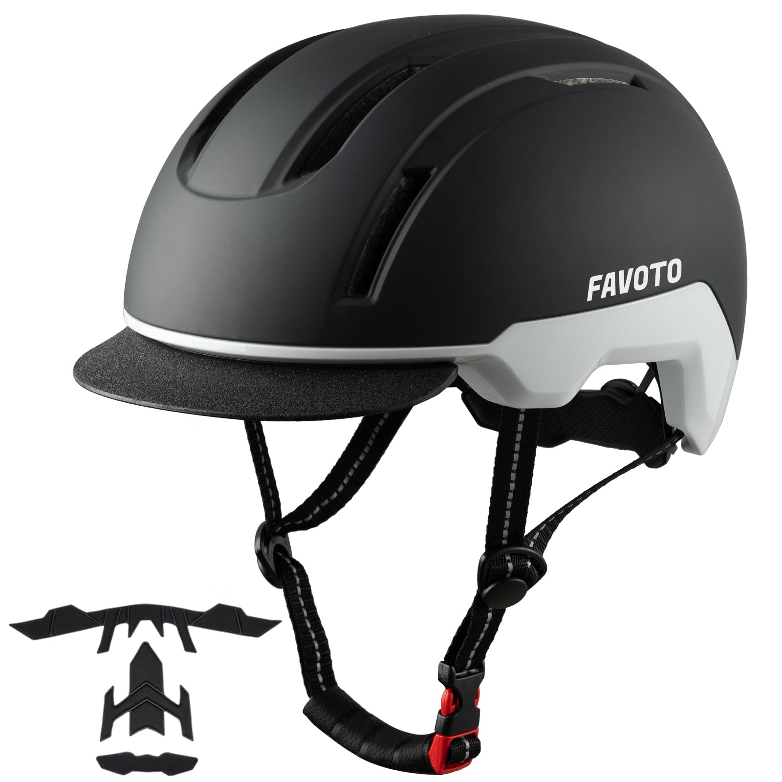 Favoto Casco da Bicicletta Urbano con Visiera - Tecnologia Double Inmould Caschi da Scooter Leggero per Adulti Certificato CE Regolabile L 57-61cm