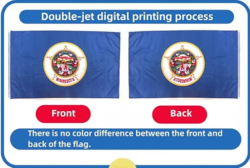 Miniatura 3 de Bandera del estado de Minnesota, 3 x 5 pies, doble cara 35.4 x 59.1 in, poliéster con ojales de latón, decoración interior y exterior (Minnesota)