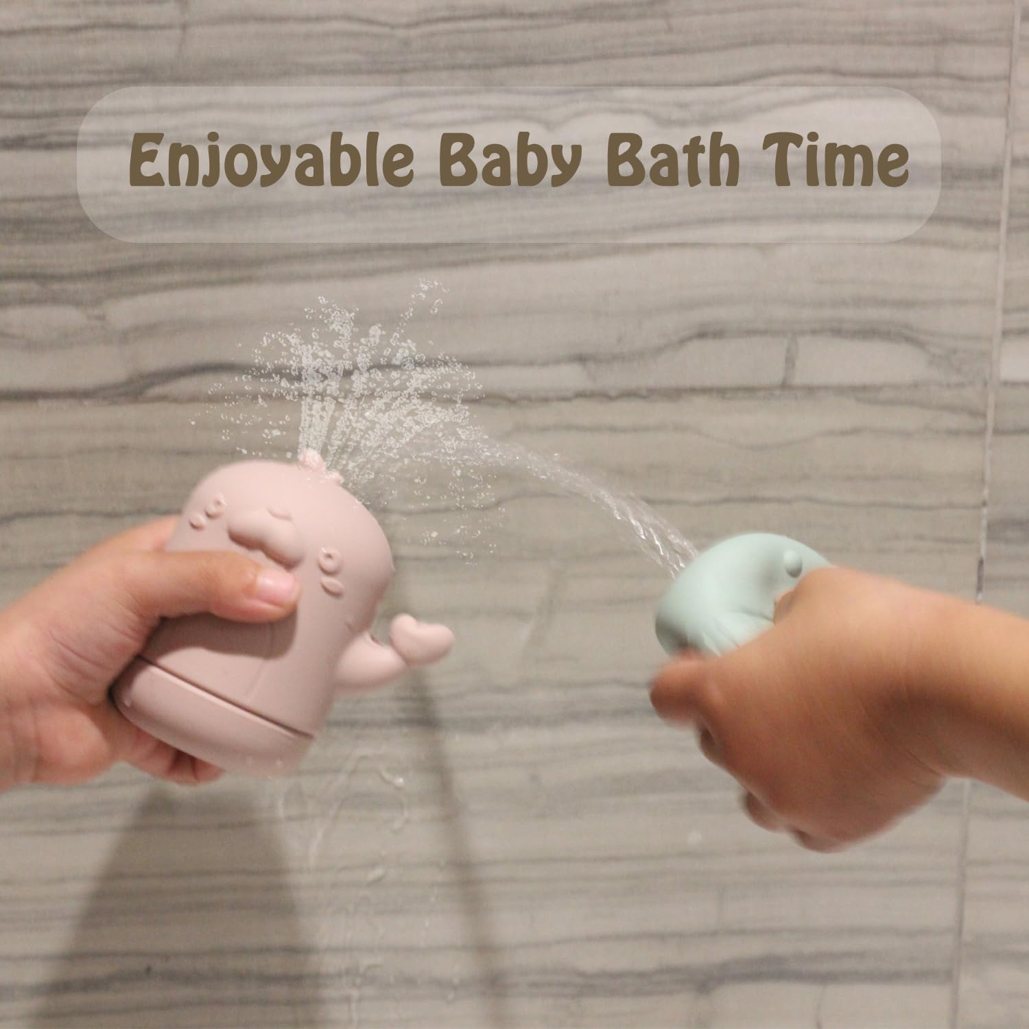 Ginbear Giocattoli da bagno in silicone per bambini, antimuffa, giocattoli da bagno per bambini in età prescolare, giocattoli da bagno atossici per bambini dai 6 mesi in su (confezione da 4)