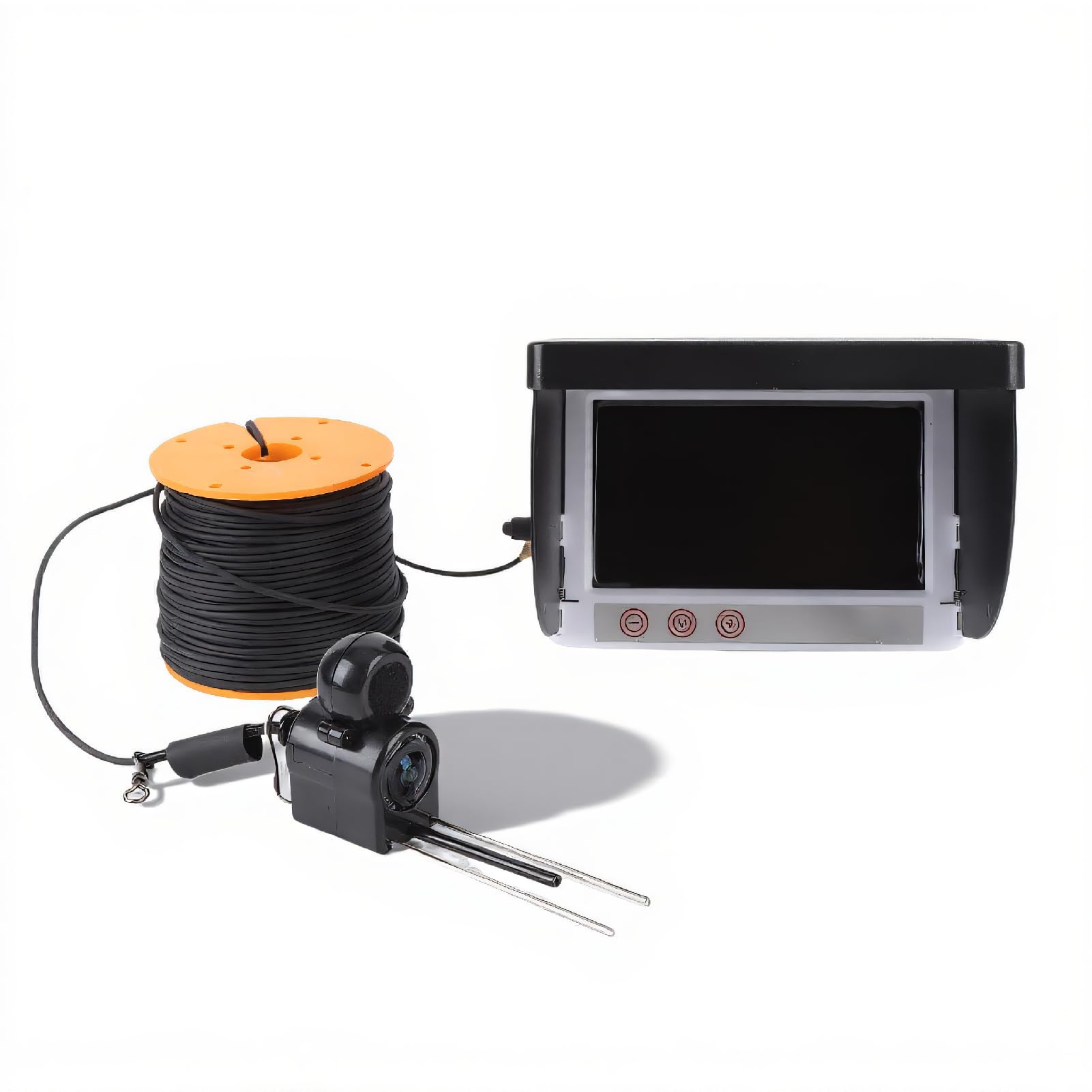 ASHATA Cámara de Pesca Submarina, Buscador de Pescado de Pantalla de 4.3 Pulgadas, Impermeable 5MP 1080p 195 ° Gran Angular con Luz de Relleno de 8 Piezas, Cable de 164 Pies, Bolsa de