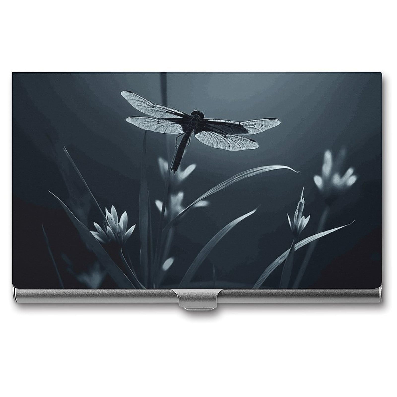 JTREHY Dragonfly Silhouette Business Card Case Convenient to Carry Business Card Dispenser Durable Not Prone to Wear And Tear Business Card Holder for Men & Women