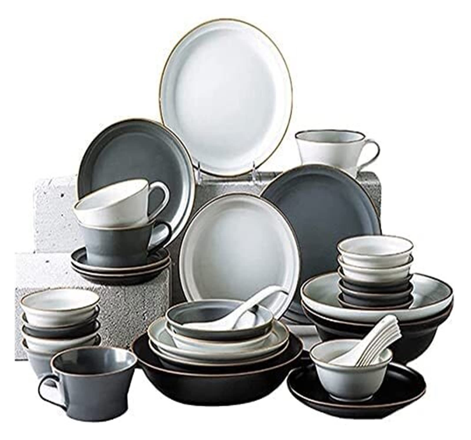 Zestaw obiadowy Zastawa stołowa na przyjęcie Zestaw serwisowy 46 szt. W stylu chińskim Zestaw naczyń obiadowych z porcelany kostnej Gospodarstwo domowe Penh Miska ceramiczna Naczynia Serwis talerzowy