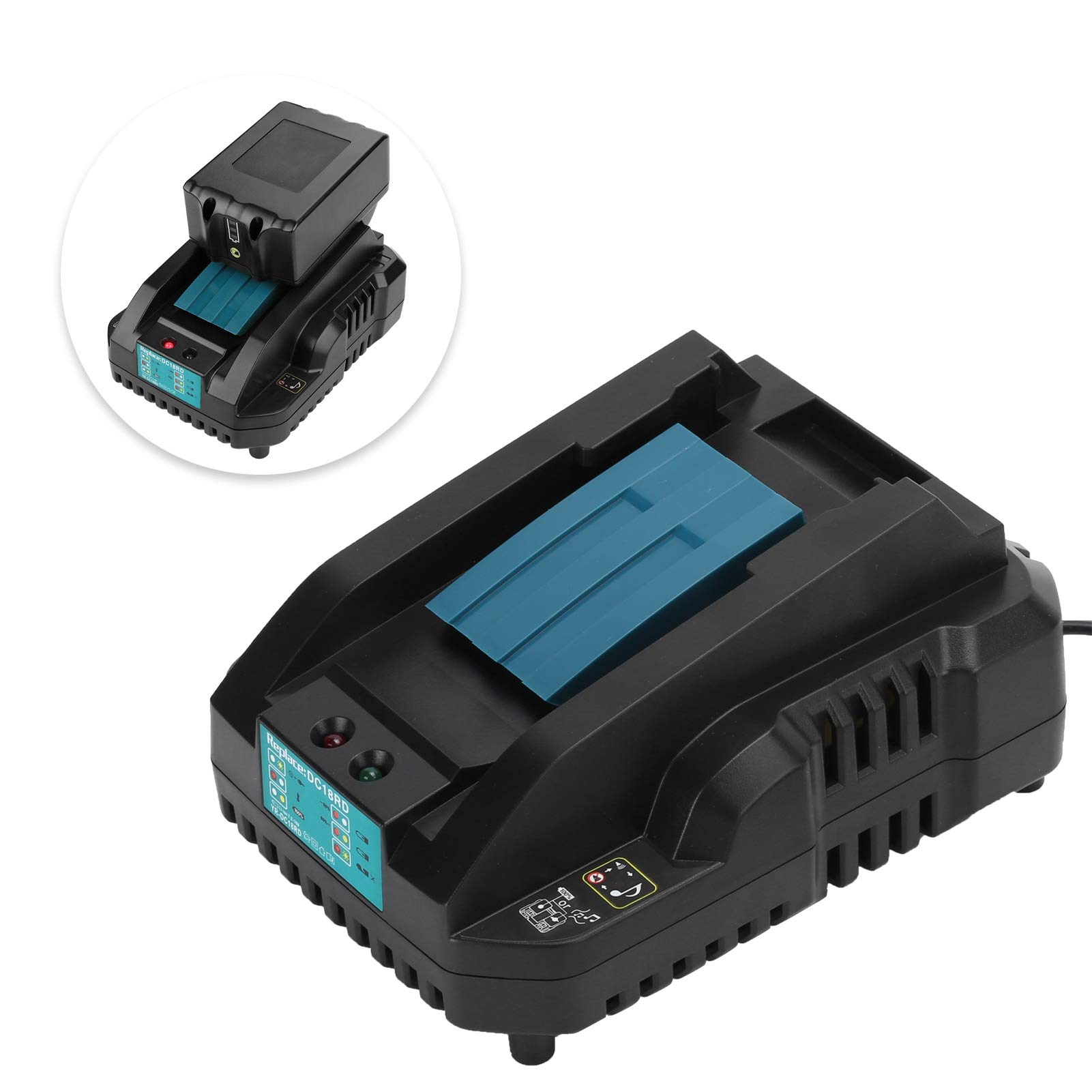 Cargador de batería de litio práctico Carga inteligente de doble pulso para herramientas eléctricas Makita DC18RC 14,4 V 18 V(1#)