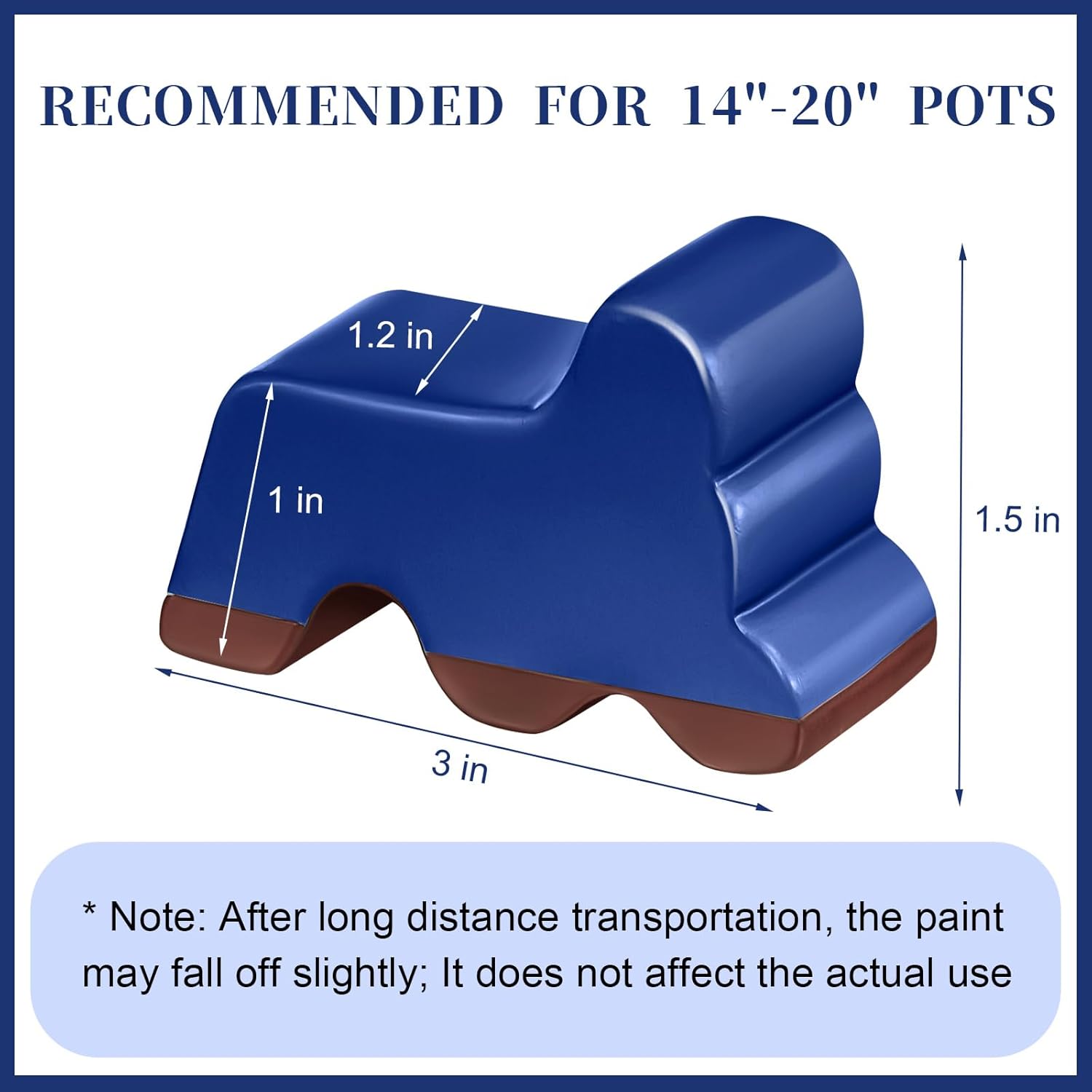 Kigeli 6 Pcs Resin Garden Pot Feet for Outdoor Planters 3 Inch Long 1.5 Inch Tall Flower Handmade Elevator Plant Feet Frost Proof Lifter for 14-20 in Pot(Royal Blue)