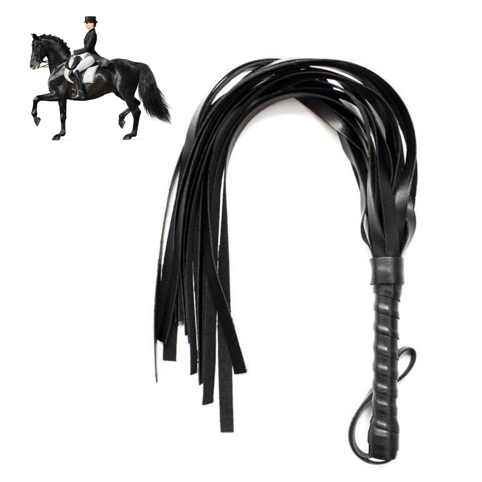 Frustino Da Equitazione Marrone - Manico Antiscivolo In Pelle PU | 39cm | Con Nappa - Foto 8