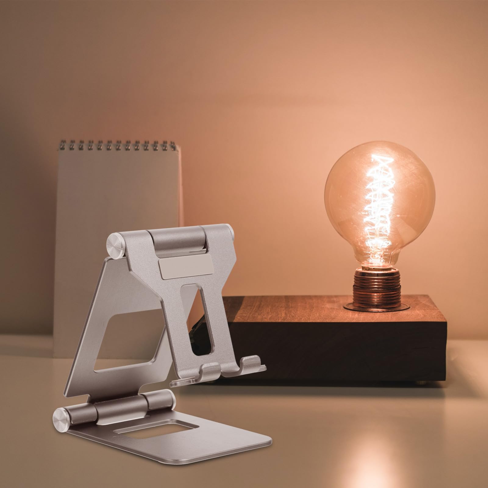 5 Piezas Soporte Móvil y Tablet Plegable Soporte Metálico de Escritorio Resistente y Estable para Smartphones y Tablets Diseño Portátil Gris para Cómodo