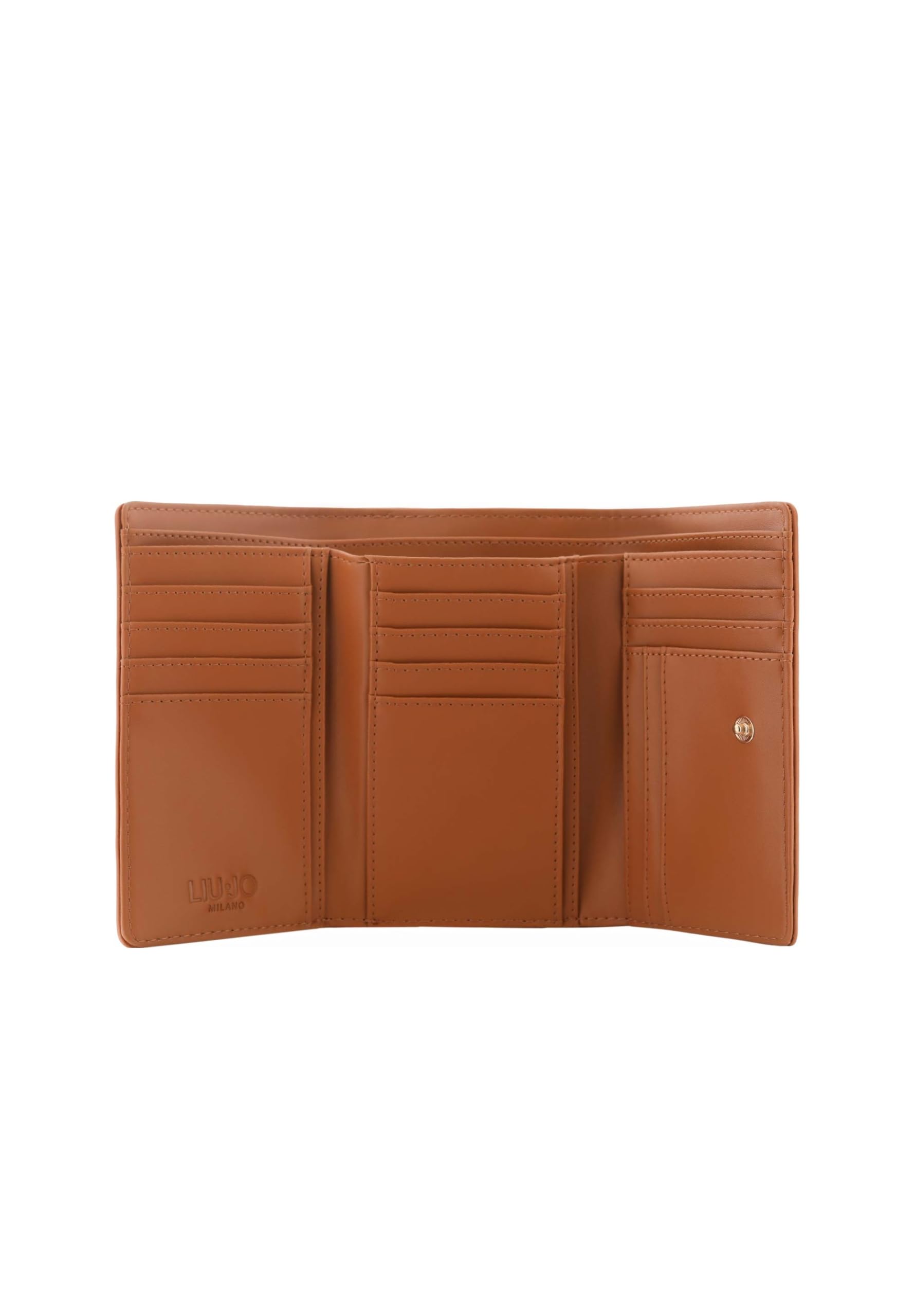 Liu Jo Portafoglio Caliwen M Donna, Similpelle, Marrone, 14,5 x 10 x 4 cm, con Patta e Bottone, 13 Slot per Carte
