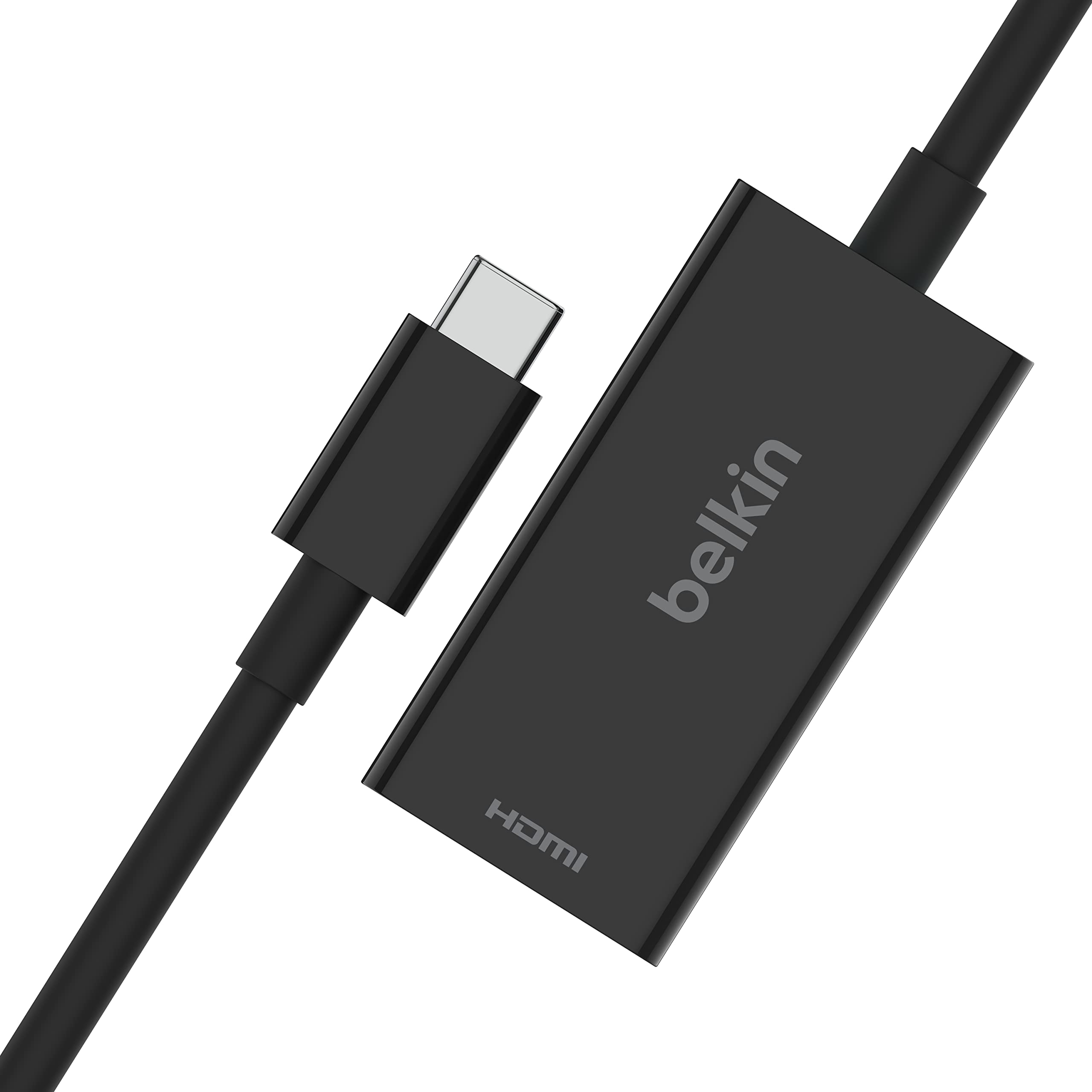 Belkin Adaptador USB Tipo C a HDMI 2.1, Cable Integrado de 11 cm, 8K a 60 Hz, 4k a 144 Hz, HDR, HBR3, DSC, HDCP 2.2, USB-IF, MacBook, iPad Pro y Otros Dispositivos con USB-C | Diseño de cable atado, certificado HDCP 2.2 y USB-IF, compatible con Chromebook