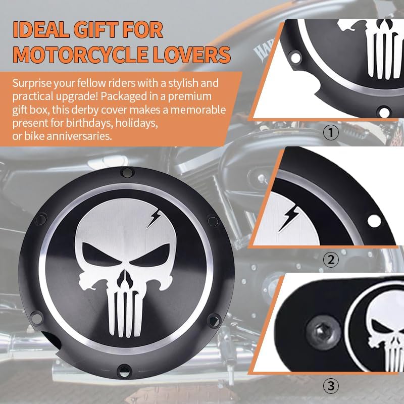 Aluminum Derby Cover Engine Timing Timer Cover with Timer Brake Cylinder Chain Inspection for Harley Davidson Sportster Iron XL883 1200 Forty Eight Seventy Two 48 72 Nightster Roadster 4Pcs