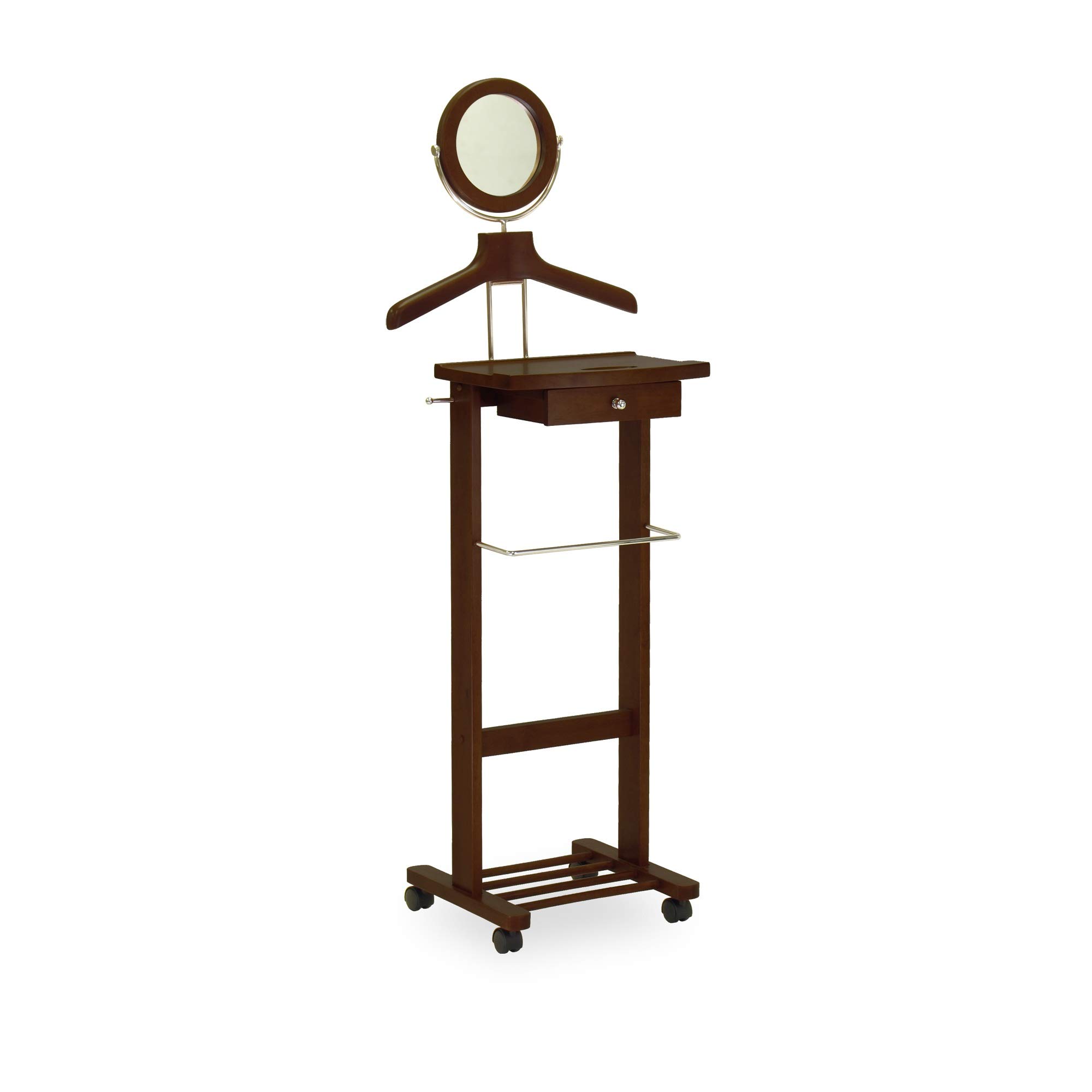 Contemporary Home Living 57.25” Antique Walnut Brown Wooden Vanity Dresser Valet Stand