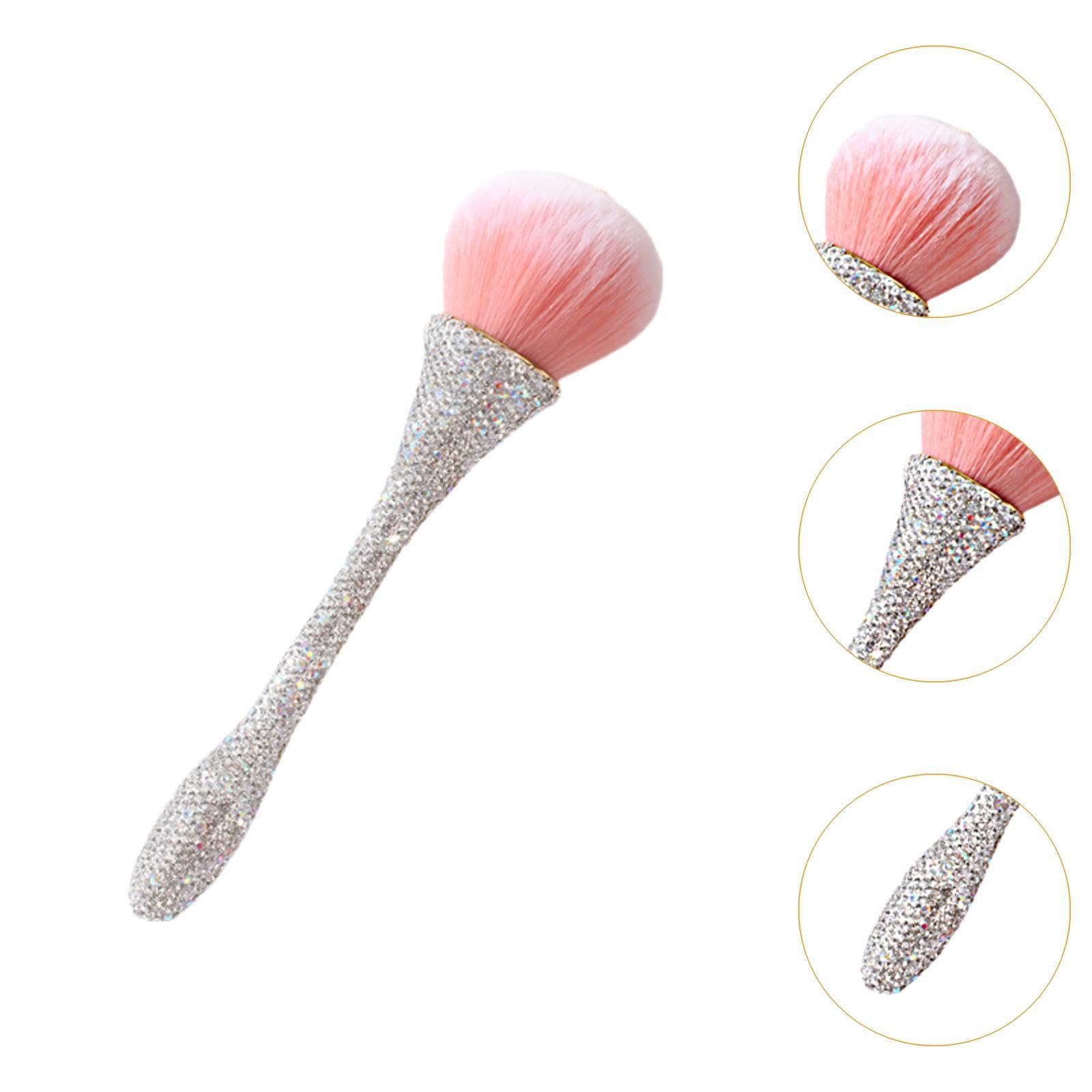 White Makeup Brush for Loose Powder Application, Nail Dust Brush, Blush Brush, Clay and Fiber Bristles, Elegant Handle, 1.97 Inches by 7.87 Inches