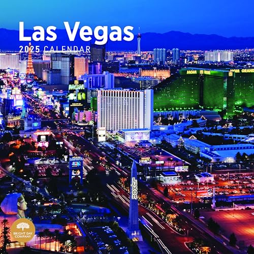 Calendário de parede mensal de Las Vegas 2025 da Bright Day, slots de cassino de 30 x 30 cm