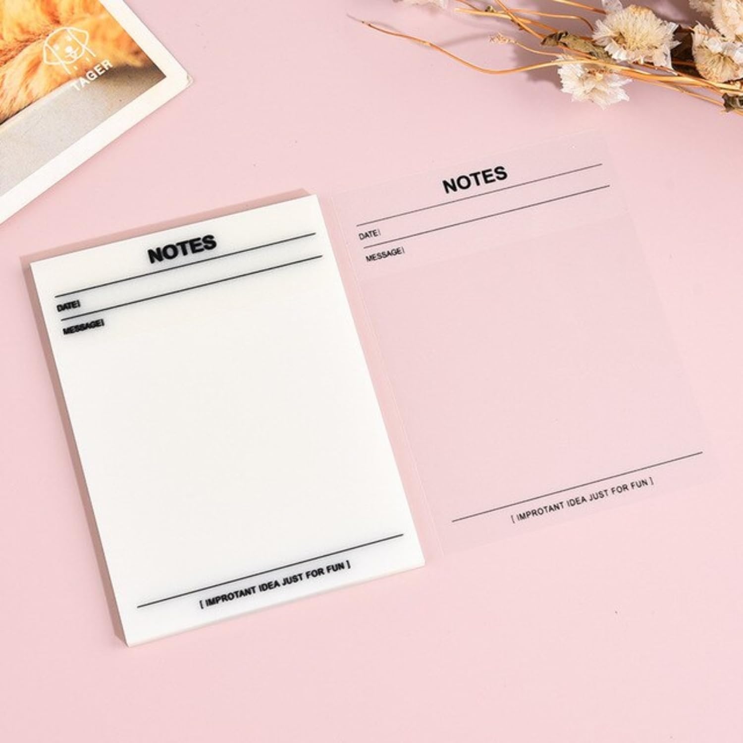 UCRAVO Transparent Sticky Notes Self-Stick Note Pads, Transparent Self Adhesive Removable Notes Perfect for Studying and Writing in Text Books Ideal for Studying, Writing, and Office Organization