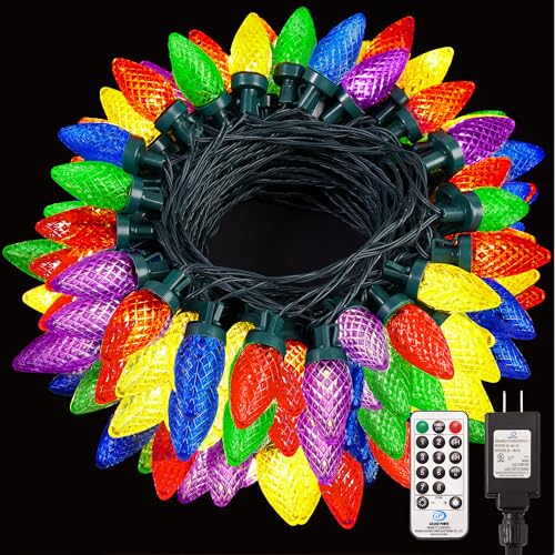 WBao C9 Christmas Lights 120 LED, Connectable C9 Christmas String Lights with Remote, 3Timer Setting, 8 Modes, Waterproof Design for Indoor Outdoor Trees, Eaves, House Xmas Decorations, Multicolor WBao C9 Christmas Lights 120 LED, Connectable C9 Christmas String Lights with Remote, 3Timer Setting, 8 Modes, Waterproof Design for Indoor Outdoor Trees, Eaves, House Xmas Decorations, Multicolor